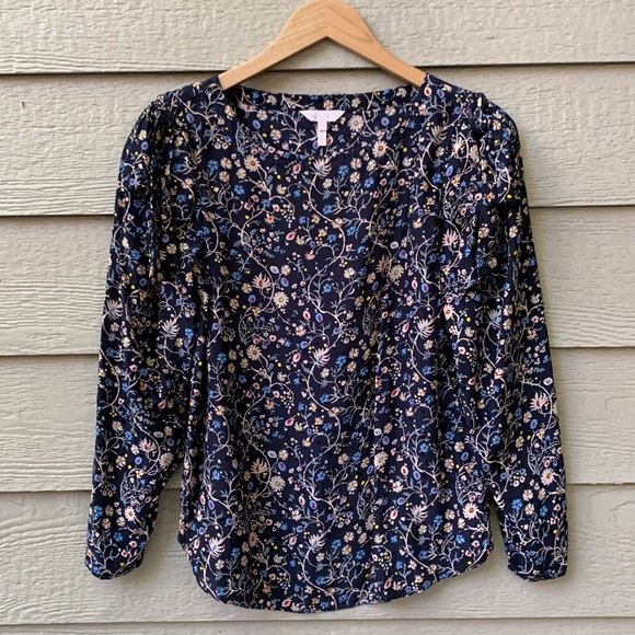 Rebecca Taylor Vivianna Floral Vine Silk Blouse Bows Tie Shoulder - Picture 3 of 10